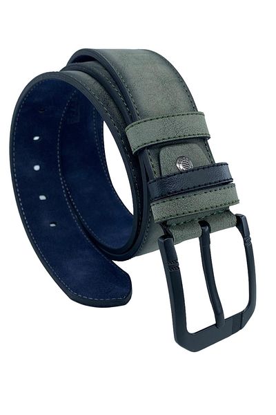 Süzer Deri Χακί Πράσινο Suede Faux Leather Ραμμένο Μοντέλο 4,5 cm Unisex Sports Belt - 4510-10