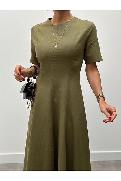 Maldia Shop Γυναικείο λινό φόρεμα Maxi Boy Khaki