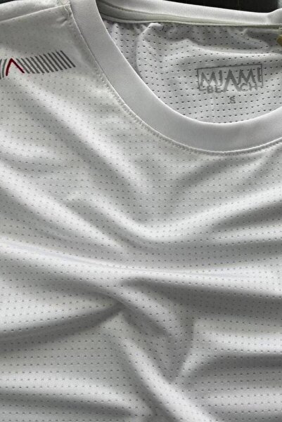 Miami Beach Λευκό αναπνεύσιμο ύφασμα ανδρικό μπλουζάκι μηδενικού μανίκι Lycra - 0355-Λευκό