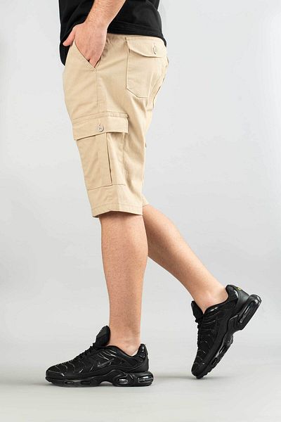 bombe Ανδρικό σορτς μπεζ Basic Gabardine Bermuda Canvas Lycra Cargo Pocket