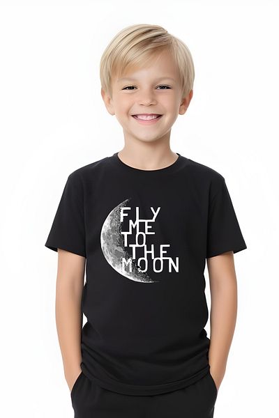 FYK KİDS Boy the Moon Text Printed Bottom-Top Summer Suit