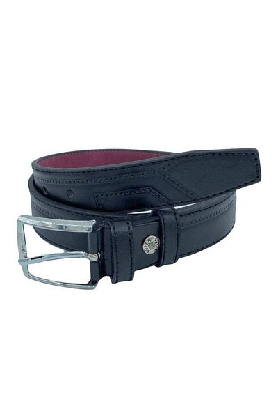 Süzer Deri Black Child Size Faux Leather Patterned Model 3cm Waiter's Classic Belt - G195-22k