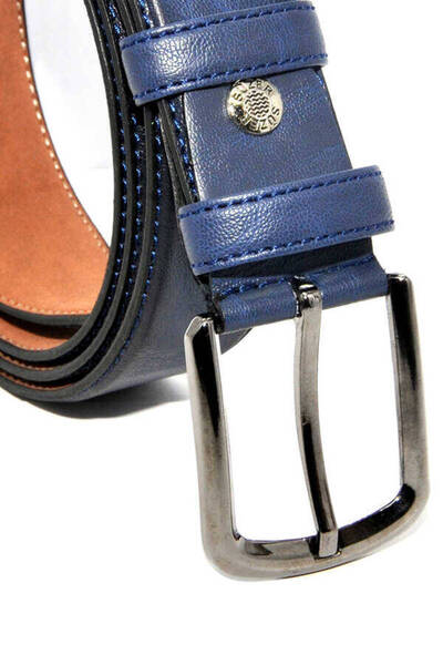 Süzer Deri Темно-синій великий розмір зі штучної шкіри плоский колір 35 см Класичний ремінь 8045battal