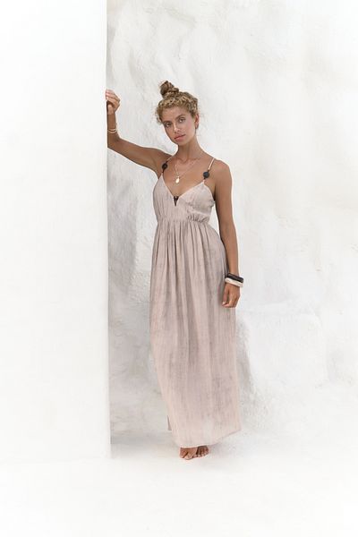 MAİ COLLECTİON Aden Bead Detail Mink Dress