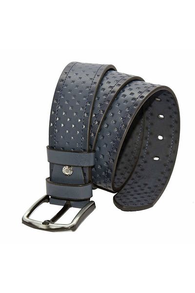 Süzer Deri Μοντέλο με μοτίβο από συνθετικό δέρμα Navy Blue Αθλητική ζώνη 4,5 cm - 4547-14
