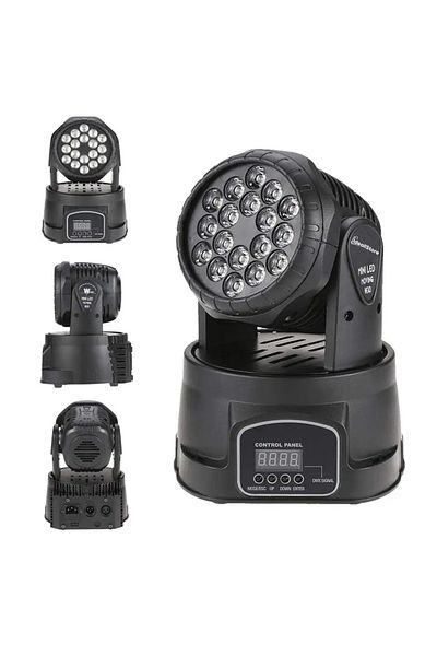 Depox Moving Head, Party Energy, Light Effects, 70w, 18 Leds, Black