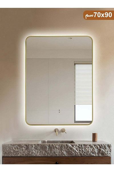 Taimi Rectangular Bathroom Mirror with LED Touch Light for Bathroom and Bedroom 90x70cm