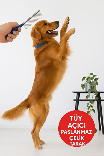 TOYFEST DostTarak-Tüy Açıcı Kedi Köpek Tarağı Tek Taraflı Metal Dişli Evcil H...