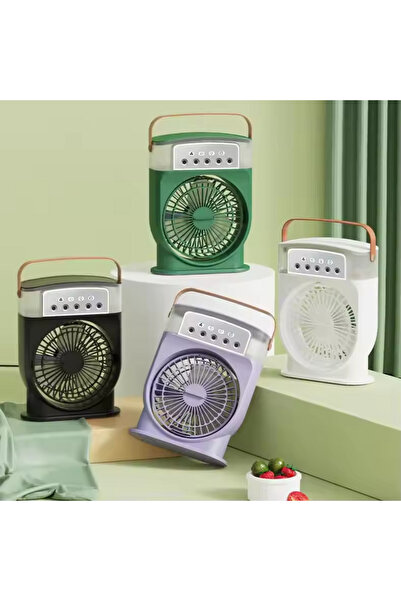 Enshall Yeni Şarjlı Büyük Xl Boy Işıklı 600ml 5 Spreyli Vantilatör Buzlu Buharlı Mini Klima Mini Fan