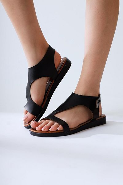 Limoya Dámské sandály z pravé kůže Coral Black asymetrického střihu