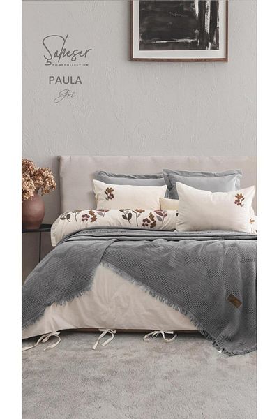 KÜBRAHOME'S Masterpiece Paula 7 Piece Duvet Cover Set Gray