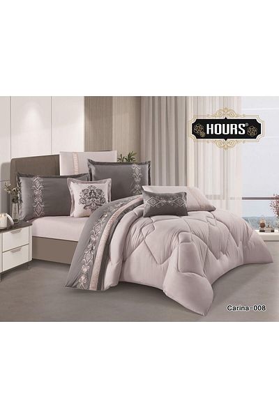 HOURS 8-piece plain embroidered double bedspread, 220 x 240 cm - luxury