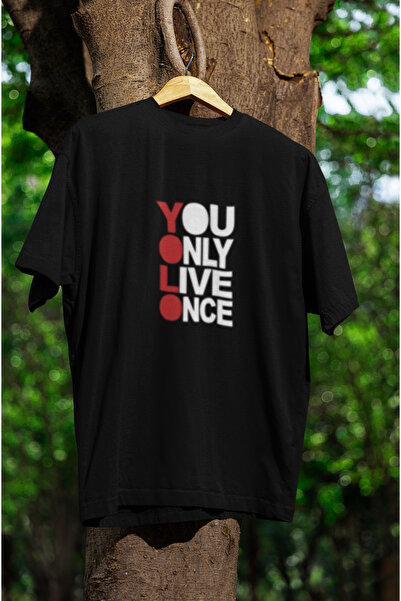 MG أنت تعيش مرة واحدة فقط تي شيرت قطني مطبوع برقبة دائرية للجنسين مقاس كبير و...