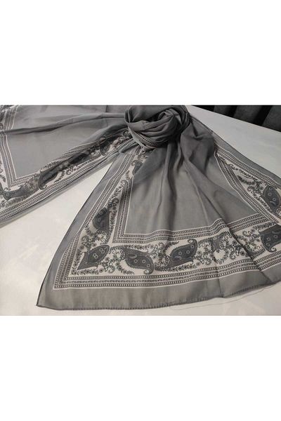 ALTUNTAŞ Women's Cotton Ethnic Patterned Shawl with Leaf Motif on the Empty Edge