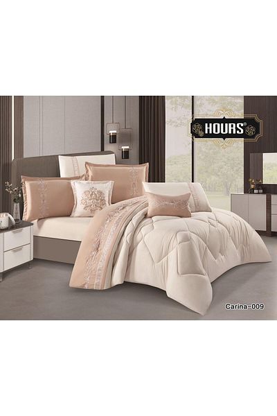 HOURS 8-piece plain embroidered double bedspread, 220 x 240 cm - luxury