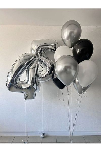 MERİ PARTİ 45 Years Old Adult Birthday Party Balloon Latex Balloon Number Foil Balloon Set Birthday Party