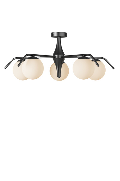 avizade Orlena Modern 5’li Küre Avize Siyah Metal Beyaz Cam Minimalist Aydınlatma