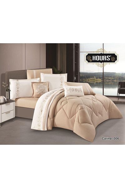 HOURS 8-piece plain embroidered double bedspread, 220 x 240 cm - luxury
