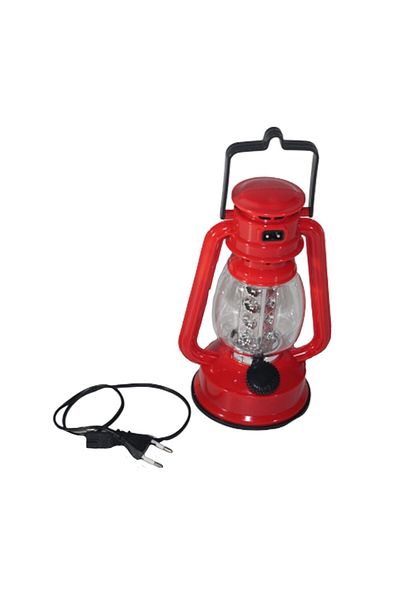 MACVI Felinar LED pentru Camping Macvi® cu Incarcare la Priza si Panou Solar, 7W, Rosu