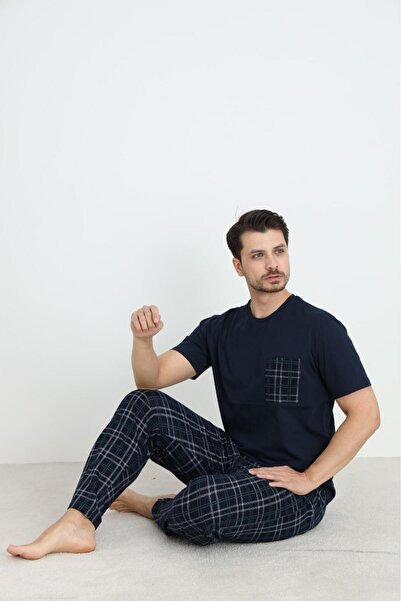 CALİA Чоловічий літній піжамний комплект з короткими рукавами та кишенями, 100% бавовна, НОВИЙ СЕЗОН