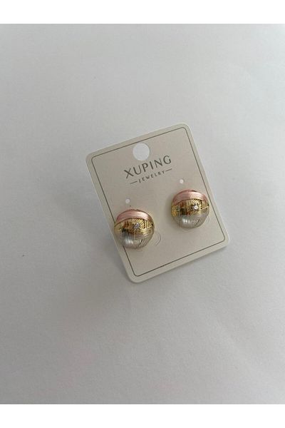 xUPING Round Pink Earrings