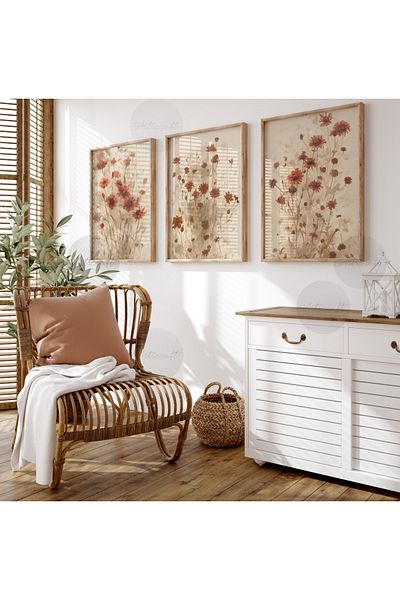 woodhomeworks Wooden Framed 3 Piece Abstract Painting Qmrc45