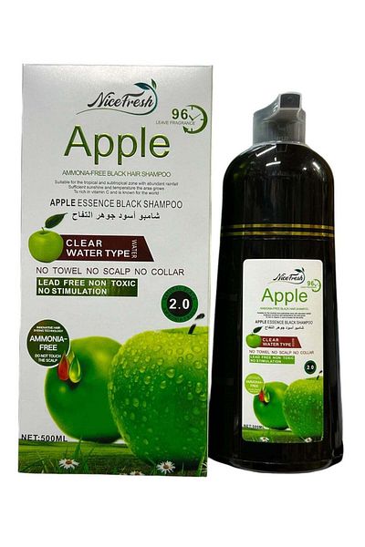 nice fresh Apple Hair Color Shampoo Natural Black 2.0 96HR 500ml