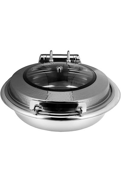 ALSAIF Amar Stainless Steel Round Buffet Chafer With Glass Lid, Size: 6liter . Colour : Chrome