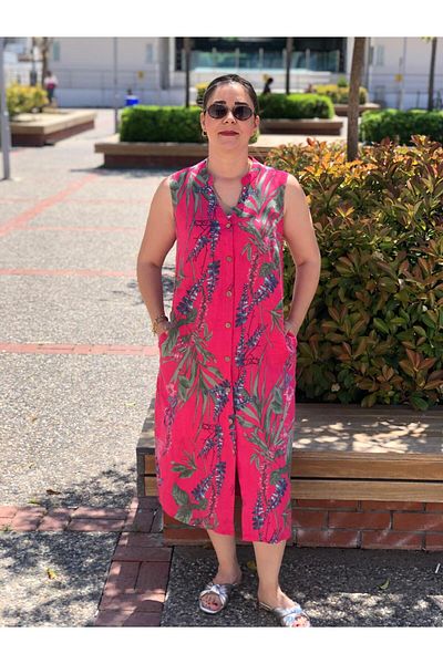 BAKTAGÖR Front Buttoned Linen Long Dress