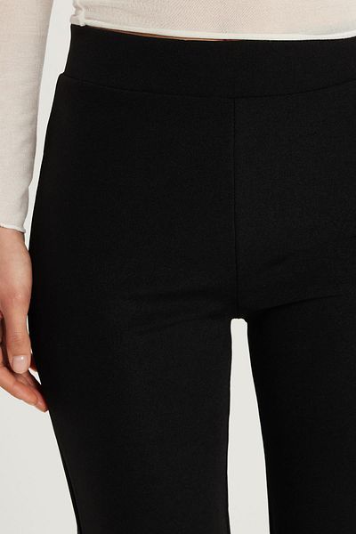 Tudors Women's Slim Fit Straight Basic Pipe Leg Black Trousers