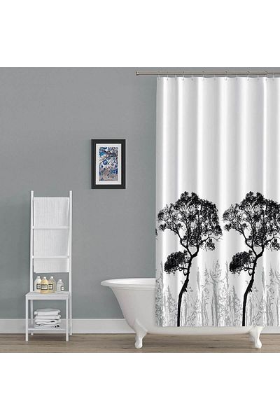 Zethome Κουρτίνα μπάνιου 2x120x200 Διπλό φτερό κουρτίνα ντους με δαχτυλίδι δώρο Κουρτίνα καμπίνας ντους 3391