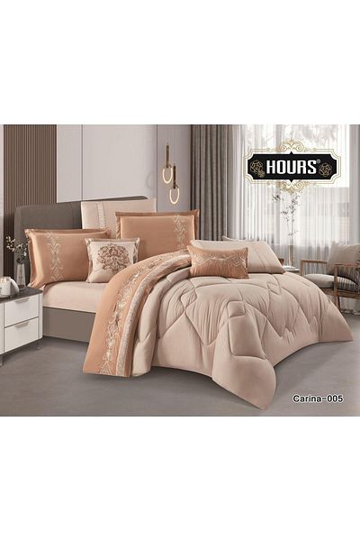 HOURS 8-piece plain embroidered double bedspread, 220 x 240 cm - luxury