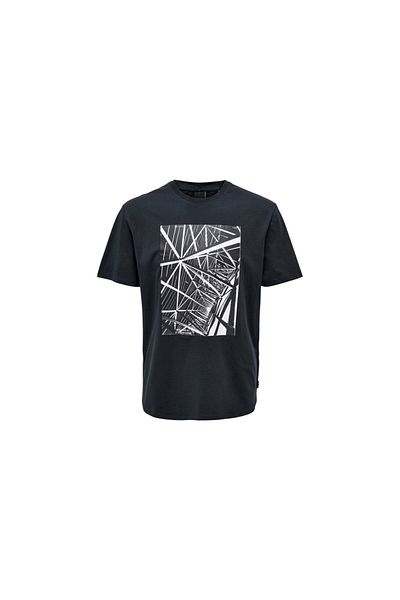 ONLY O Collar Printed Orange Men's T-Shirt 22025271