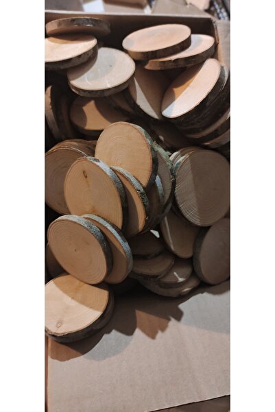 Oduncudünyası 100 Adet - 5-6 Cm Ahşap Hobi Boyama Hediyelik Odun Kütük Dilimi