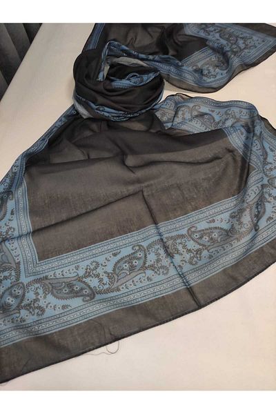 ALTUNTAŞ Women's Cotton Ethnic Patterned Shawl with Leaf Motif on the Empty Edge