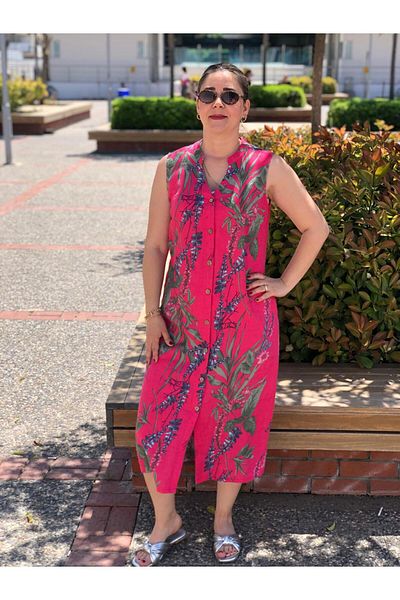 BAKTAGÖR Front Buttoned Linen Long Dress