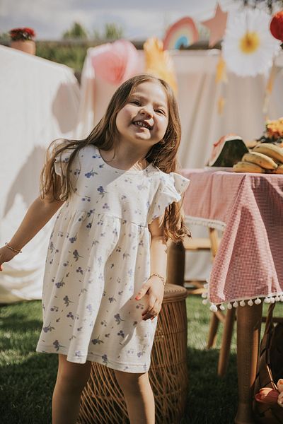 Kirazkids Φόρεμα για κορίτσια με μοτίβο βατόμουρου 100% βαμβακερό μανίκι