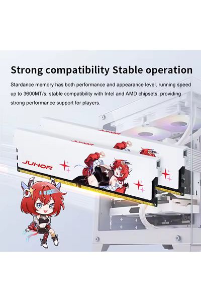 JUHOR Ddr4 32Gb 3200Mhz Cl16 Anime Character Desktop Computer Ram. 2X16 Gb White Gaming Pc Ram 1.35V
