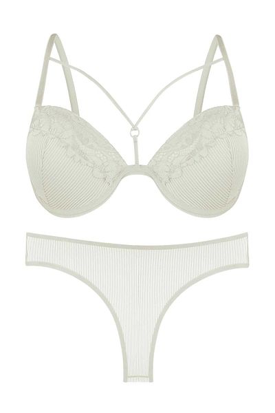 ByMisa Store Set sutien cu susținere ecru din dantela pentru femei