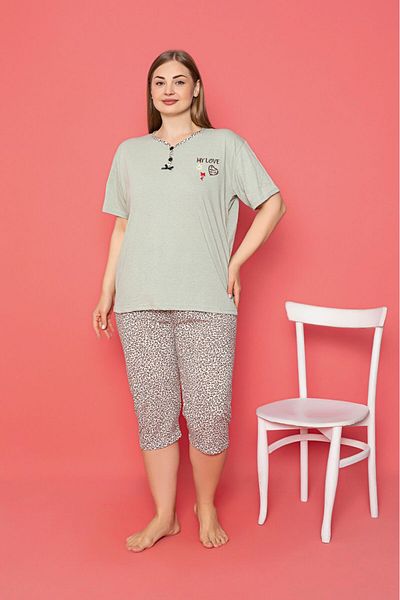 Asel Plus Size Lycra Cotton Capri Pajama Set