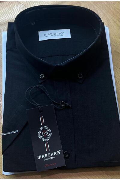 ENRICO MASAROTTI Battal Linen Short-Sleeved Shirt