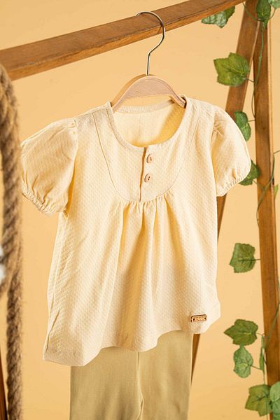 bombe Baby Kids Cream Girl Cotton Tights 2 Piece Set Trend Fashion Bottom Top Set