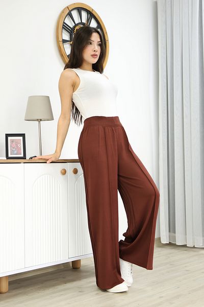 ALCHON Elastic Waist, Plain Front, Plain Back, Pleated Corded Pipe Leg, Stylish Regular Length Knitwear Trousers