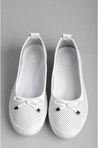 SEÇ KUNDURA Виберіть 25047 Справжня шкіра Анатомічні жіночі туфлі Білий