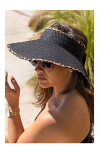 FRESCO SCARFS Foldable Straw Visor Hat with Open Top Bow