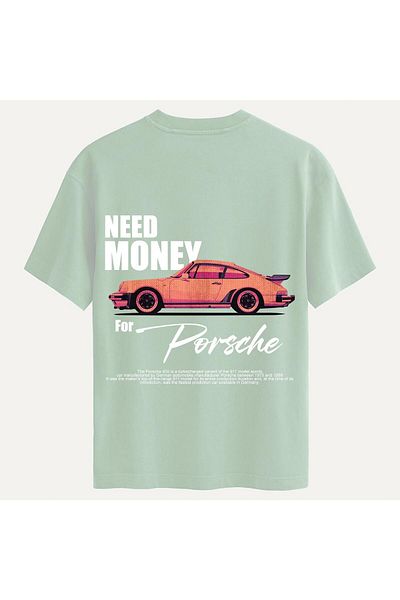SOFTWAY Unisex Crew Neck 100% Organic Cotton Thick Textured Need Money for Porsche Printed Oversize T-Shi