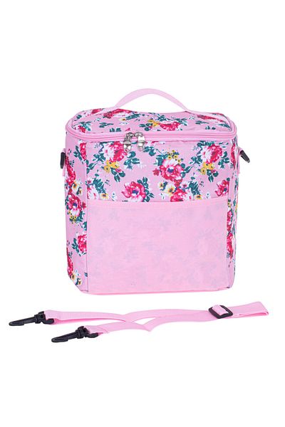OEM Geanta termoizolanta pentru picnic sau plaja, capacitate 11l, culoare Roz cu flori