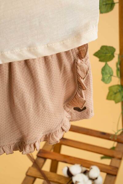 bombe Baby Kids Girls Powder Bebe Collar Cotton Shorts Set of 2 Trend Fashion Bottom Top Set