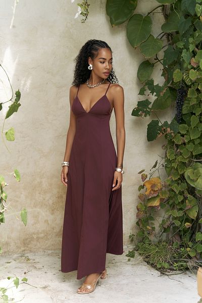 BOHEMAİ Onella Strappy Claret Red Μακρύ Φόρεμα