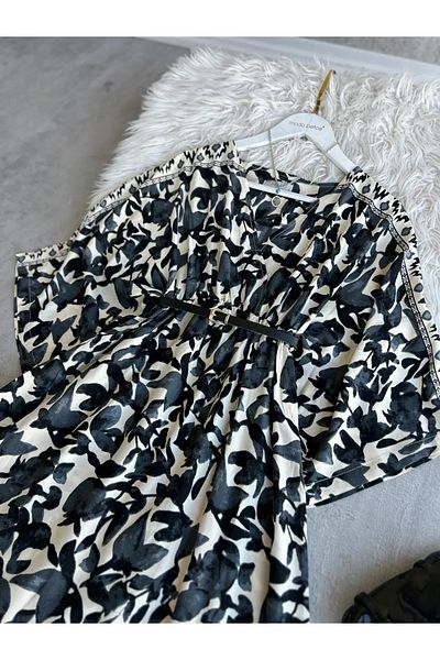 modabetce Viscon Flower Print Vintage Dress
